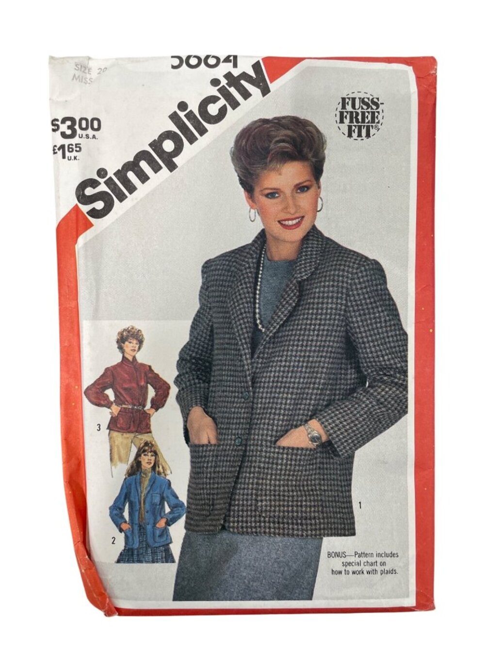 Vintage 80s Simplicity 5664 Sewing Pattern Size 20 Misses Unlined Jackets UNCUT